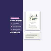 Grief journal cover beside a Permission to Grieve writing page.