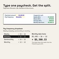 50/30/20 Budget Spreadsheet, photo 3 of 10