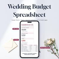 Wedding budget dashboard displayed on a phone with a countdown, budget totals and upcoming payments.