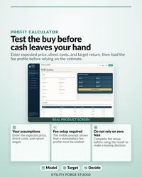 Offline reseller Profit Calculator for estimating a purchase with costs, fees, and target ROI.