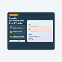 Reseller Inventory and Profit Tracker cover with inventory totals, profit and return on investment.