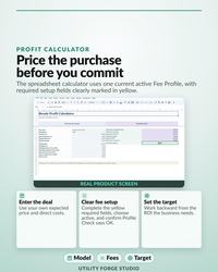 Profit Calculator in the bundled Google Sheets tracker with clear Fee Profile setup.