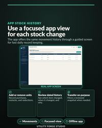Offline app Stock Movements screen showing a focused history of dated quantity changes.