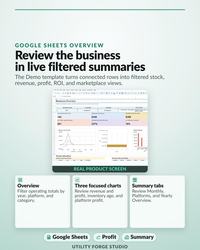 Filtered Google Sheets reseller Overview included in bundle.