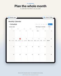 Real Notion monthly planning calendar connected to shared schedule records and dated views.