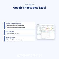 Download contents panel showing a spreadsheet copy link, workbook file and Start Here PDF.