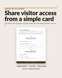 Guest Wi-Fi card page, share visitor network access on a simple printed card