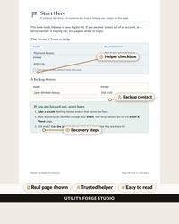 Start Here page shown, the first page to complete with a trusted helper