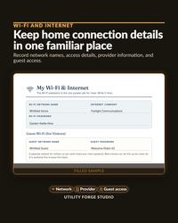 Wi-Fi and internet page for recording home network details
