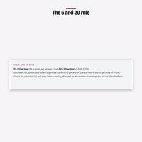 The 5 and 20 rule box: 5% Daily Value or less of a nutrient per serving is low, 20% or more is high, from the FDA
