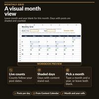 Monthly Grid showing October with shaded days and post counts on days with posts