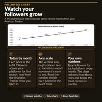 Line chart of total followers by month, rising across the last six months