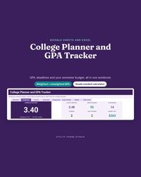 College planner dashboard showing GPA, completed credits and semester budget totals.