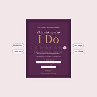 Countdown to I Do wedding binder cover with wedding date fields.