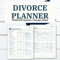 Divorce planner with document checklist, budget and assets forms.