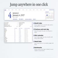 Month tabs, previous and next day links, week link, mini calendar and the linked Contents page