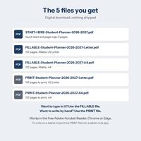 The 5 files: Start Here, fillable Letter and A4, print Letter and A4