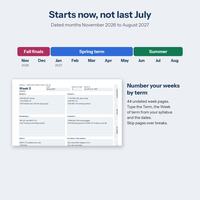 Timeline of dated months November 2026 to August 2027 and undated term weeks