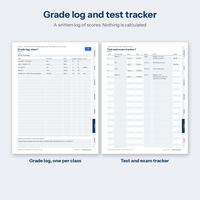 Grade log and test and exam tracker pages