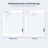 Reading tracker and study log pages
