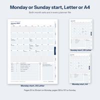 Monday start and Sunday start months in US Letter and A4