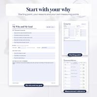 My why and my goal page with starting point and measurement reference pages