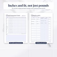 12 month measurement tracker and clothing size and fit page