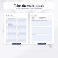 Non scale wins log with 40 rows and a year in review page