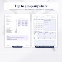 Linked contents page and month tabs on every month page for quick navigation