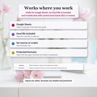 Life planner information card with copy-link instructions, file notes and an input and formula cell key.