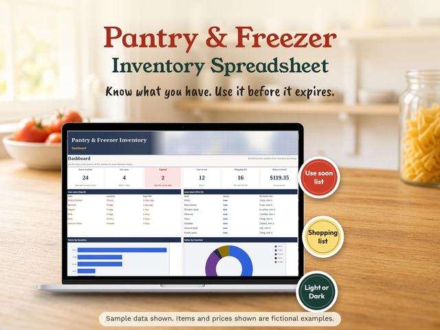 Pantry Organizer Spreadsheet, main preview