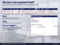 Mortgage statement check explained: the sheet compares your statement balance with the expected balance and flags Match, Check or Extra not applied