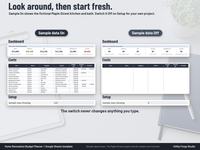 Side by side renovation planner with sample data On showing the fictional Maple Street kitchen and bath project and sample data Off showing blank tabs for your own project