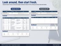 Side by side Setup, caseload and dashboard with sample data On for a fictional sample caseload and sample data Off with blank tabs
