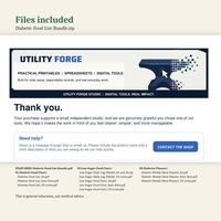 Files included in Diabetic-Food-List-Bundle.zip: the Start Here guide page 1 and the list of all 12 files in 3 folders. This is general education, not medical advice.